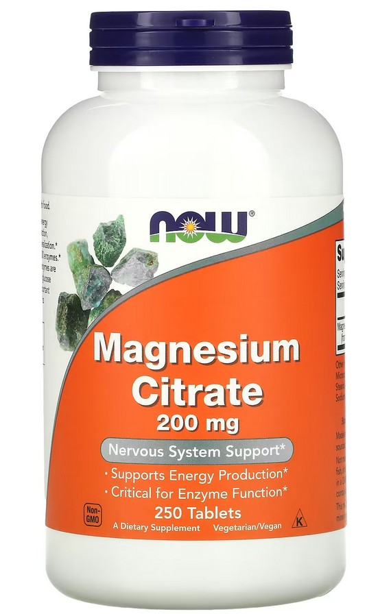 Now Magnesium Citrate 200мг (250 таб)