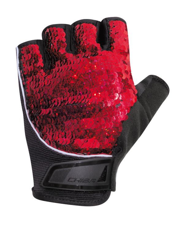 Перчатки женские 40968 с пайетками Lady Glamour (красный)