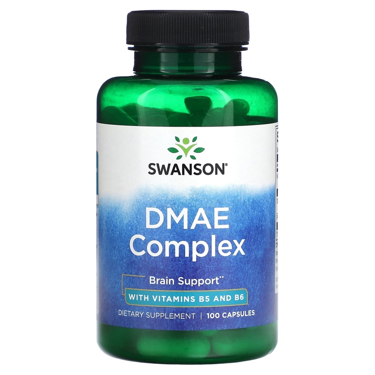 889ccc92a34864608021f37e525dbb1b.jpg Swanson DMAE Complex (+Vitamins B5 & B6) 130 mg (100 капс)