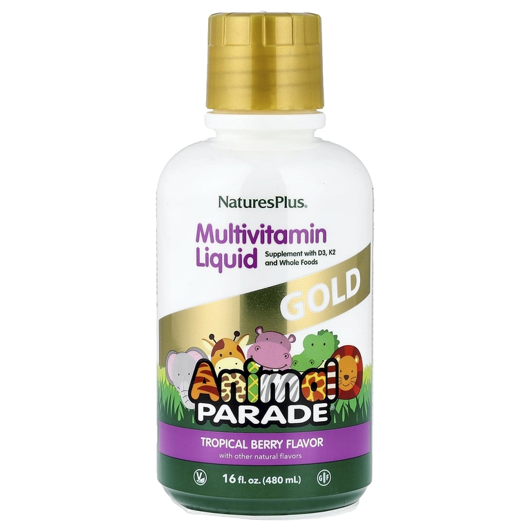 fbbe00343a84f3da1a87a0aaeb8d1a46.jpg Natures Plus Animal Parade Gold Multivitamin Liquid (480 мл)