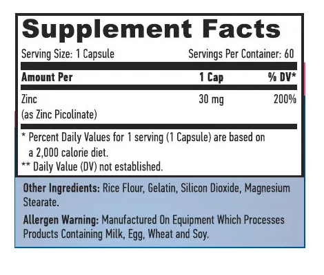 Haya Labs Zinc Picolinate 30 мг (60 таб)