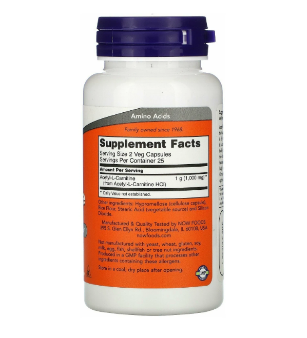 NOW Acetyl L-carnitine 500 мг (50 капс.)