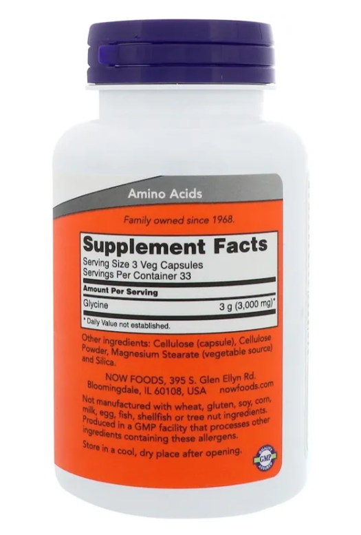 NOW Glycine 1000 мг (100 капс)