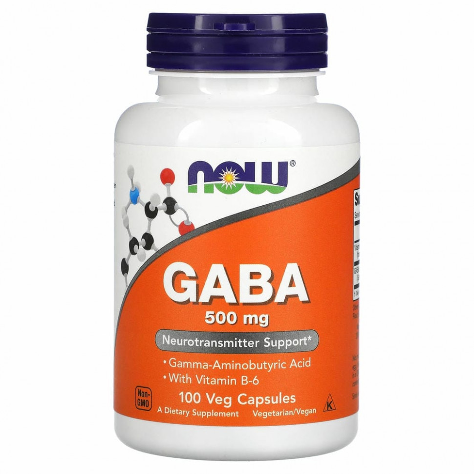 NOW GABA 500 mg + B6 (100 капс)