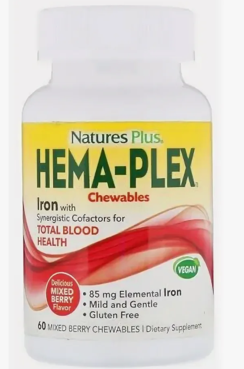 1e20c178882a342f48b6457227d03089.png Nature's Plus Hema Plex (60 жев. таб. c ягодным вкусом)