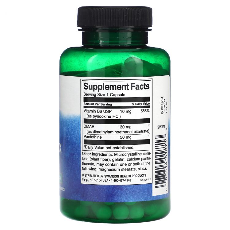 95e707ed186e688263e9a8bac4717ddc.jpg Swanson DMAE Complex (+Vitamins B5 & B6) 130 mg (100 капс)