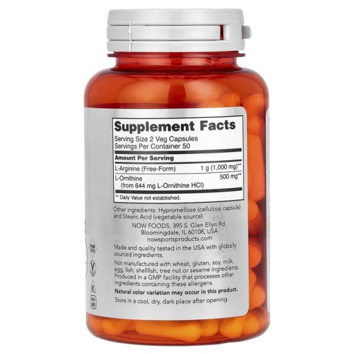 NOW Arginine-Ornithine (100 капс)