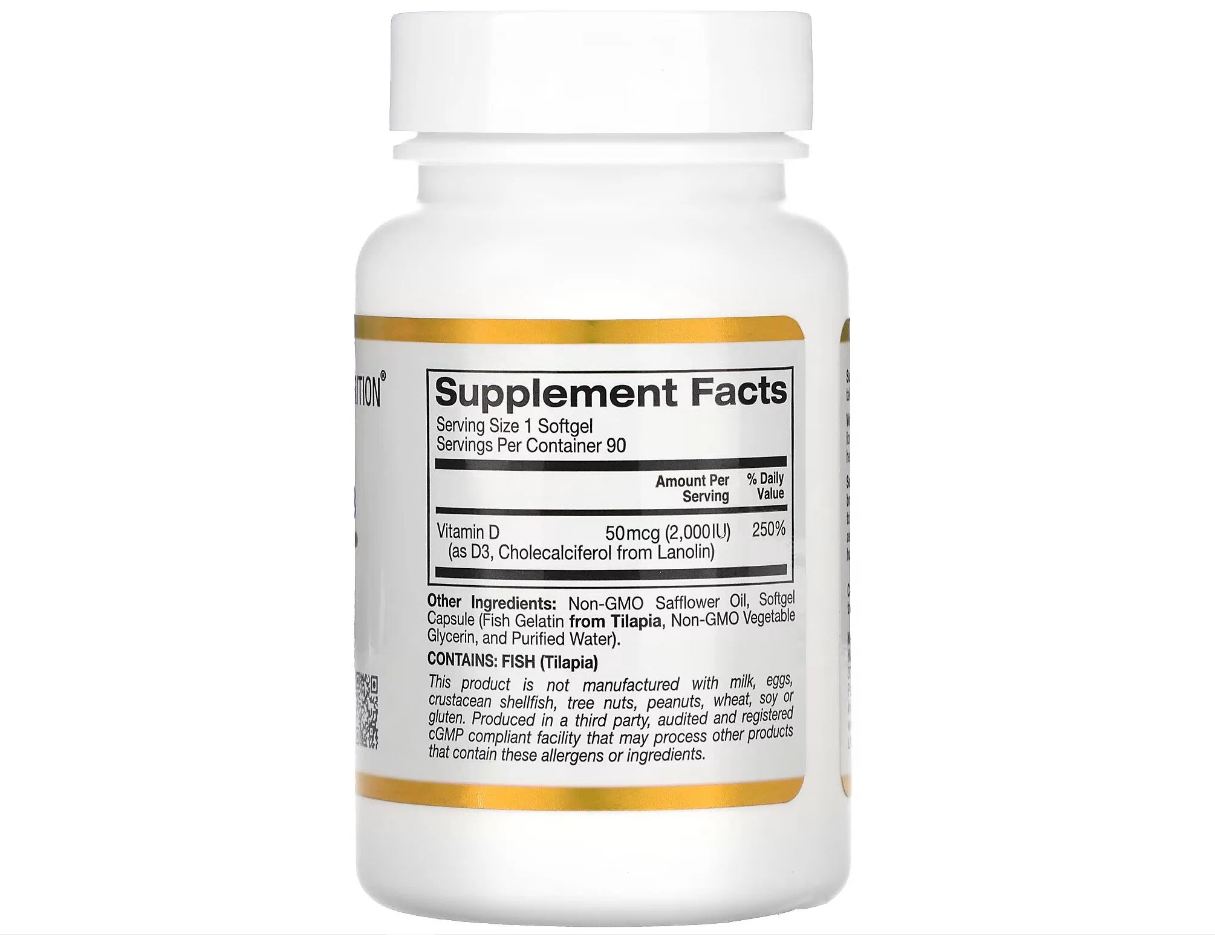 California Gold Nutrition Vitamin D3 2000 МЕ (90 капс.)