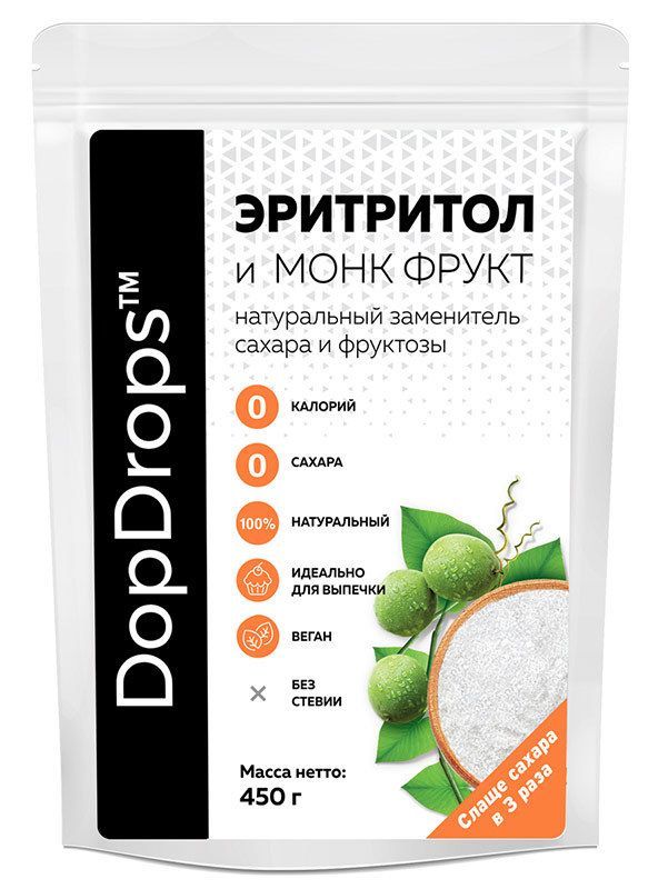 DopDrops Эритритол и монк фрукт 3:1 (450 гр)