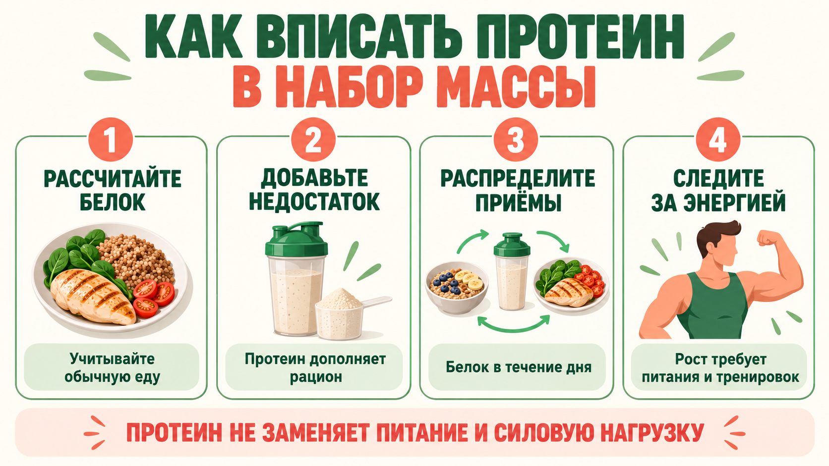 Как вписать протеин в питание для набора мышечной массы
